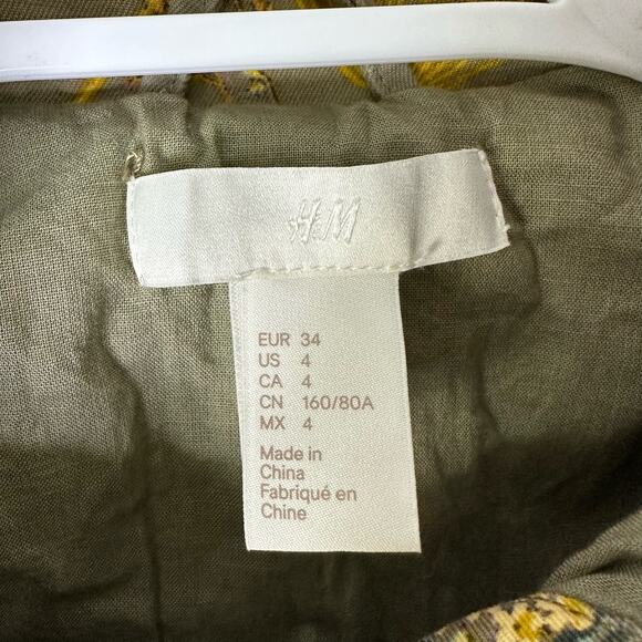 H&M Women's 4 Jacket Floral‎ Cargo Utility Cotton Canvas Full Zip EUC - Picture 5 of 5